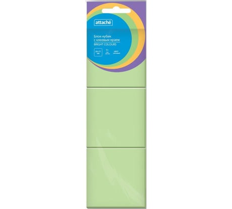 Стикеры Attache Bright colours с клеевым краем 38x51 мм салатовый 100 листов 3 шт в наборе 1495383
