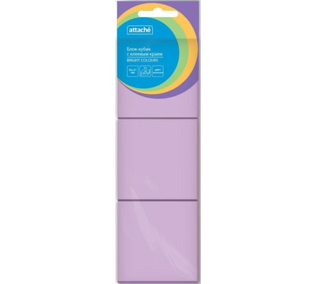 Стикеры Attache Bright colours с клеевым краем 38x51 мм фиолетовый 100 листов 3 шт в наборе 1495384