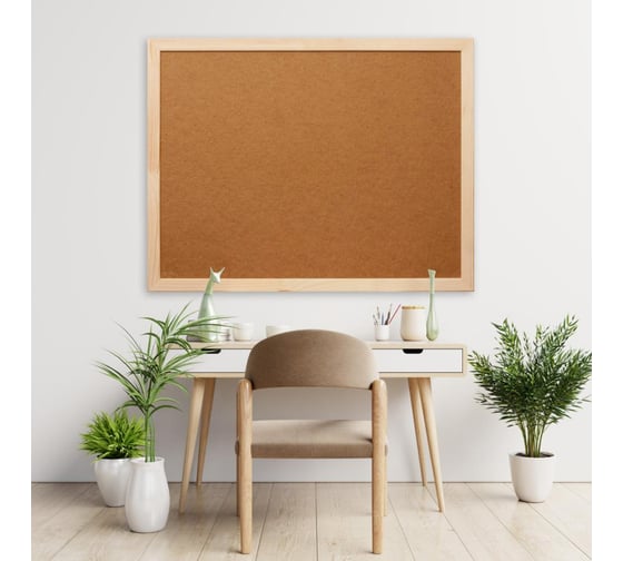 Пробковая доска Attache HDF 90x120 см деревянная рама с1502929