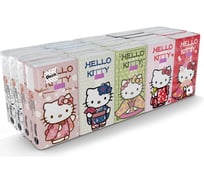Бумажные платочки World Cart Hello Kitty с рисунком, 4 слоя, 20 пачек х 9 листов, 21х21 см KGHLK/набор/20