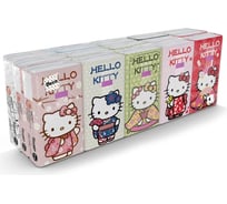 Бумажные платочки World Cart Hello Kitty с рисунком, 4 слоя, 15 пачек х 9 листов KGHLK/набор/15