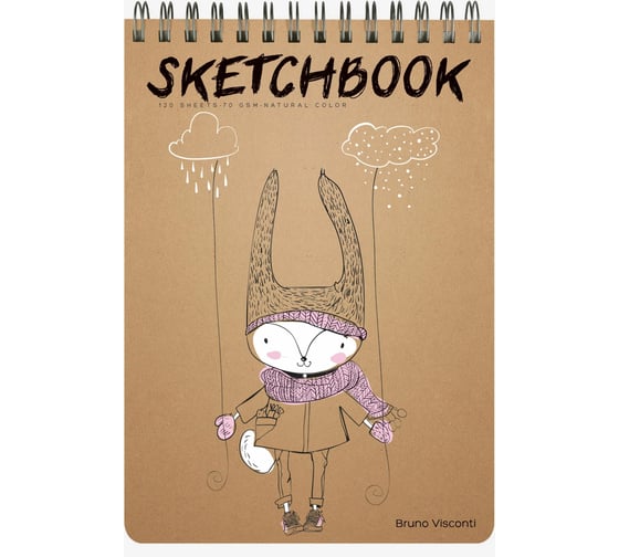 Sketchbook Bruno Visconti BV 185х250 мм, 120 листов, крафт 70 гр, на гребне, 4 вида 1-552/02