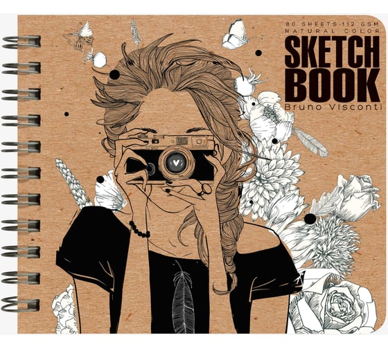 Sketchbook Bruno Visconti BV 180х155 мм, 80 листов, крафт 125 гр, на гребне, 4 вида 1-550/03