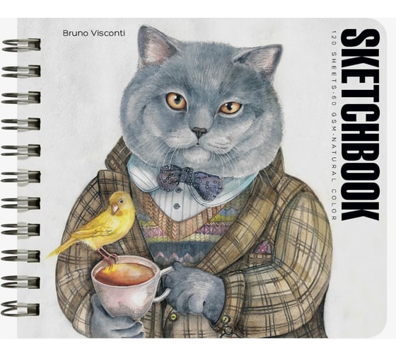 Sketchbook Bruno Visconti BV 180х155 мм, 120 листов, пухлая, 60 гр, на гребне, 4 вида 1-550/01