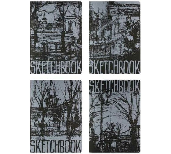 Sketchbook Bruno Visconti BV 179х250 мм, 60 листов, тетрадь черный 80 гр, прошитый блок, 4 вида МИКС 2 3-582/02