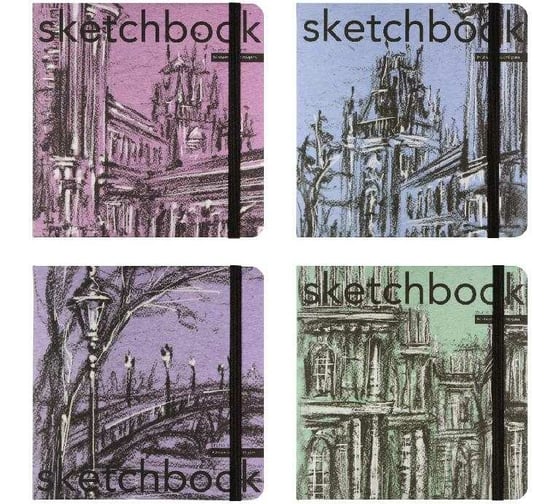 Sketchbook Bruno Visconti BV 200х200 мм, 64 листов, черный 110 гр, в твердом переплете, 4 вида 1-512/03 1