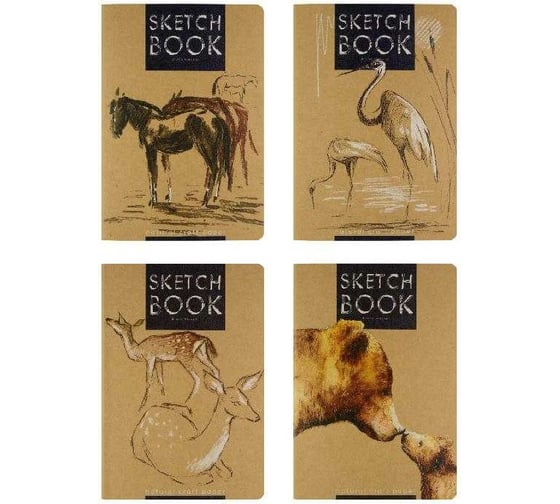 Sketchbook Bruno Visconti BV 147х210 мм, 40 листов, тетрадь крафт 70 гр, прошитый блок, 4 вида 3-581/01