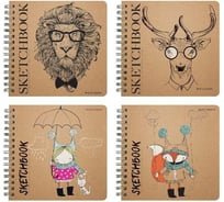 Sketchbook Bruno Visconti BV 200х205 мм, 120 листов, крафт 70 гр, на гребне, 4 вида 1-551/02