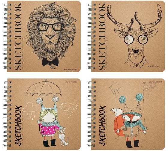 Sketchbook Bruno Visconti BV 200х205 мм, 120 листов, крафт 70 гр, на гребне, 4 вида 1-551/02 1