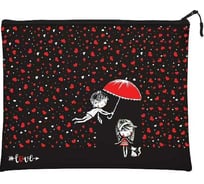 Папка на молнии Bruno Visconti РОМАНТИКА черная, силикон, ФА4 34х26 см 14-007/09