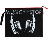 Папка на молнии Bruno Visconti MUSIC NON STOP черная, силикон, ФА4 34х26 см 14-007/04