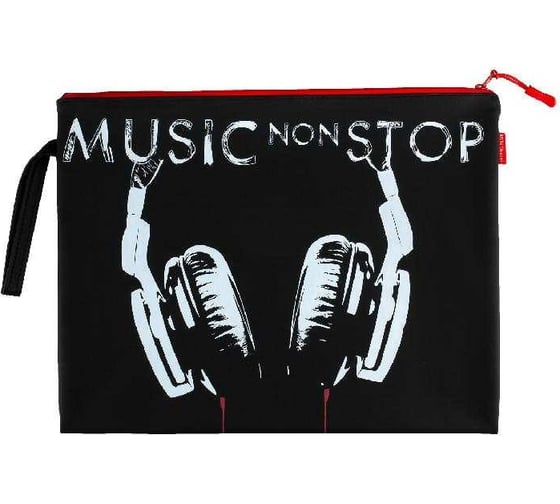 Папка на молнии Bruno Visconti MUSIC NON STOP черная, силикон, ФА4 34х26 см 14-007/04 1