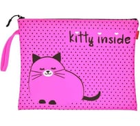 Папка на молнии Bruno Visconti КОТЕНОЧЕК РОЗОВЫЙ силикон, ФА4 34х26 см 14-004/02