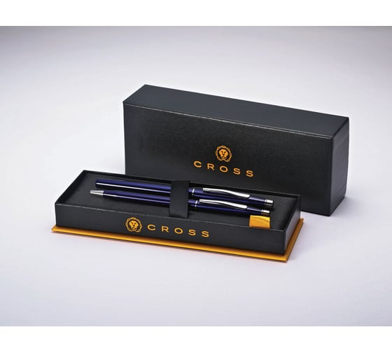 Подарочный набор Cross Classic Century Translucent Blue Lacquer, шариковая ручка, ручка-роллер AT0088-112