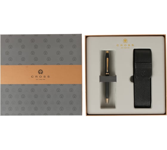 Подарочный набор Cross Century II Classic Black шариковая ручка, чехол на две ручки 2502WG/287