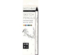 Цветные скетч-карандаши Bruno Visconti SKETCH&ART утолщенные, грифель 4 мм, 6 цветов 30-0118/07