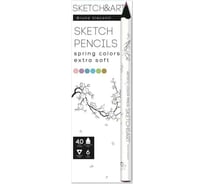 Цветные скетч-карандаши Bruno Visconti SKETCH&ART утолщенные, грифель 4 мм, 6 цветов 30-0118/09