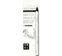 Цветные скетч-карандаши Bruno Visconti SKETCH&ART утолщенные, грифель 4 мм, графика, 6 цветов 30-0118/05