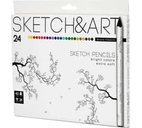 Цветные скетч-карандаши Bruno Visconti SKETCH&ART утолщенные, грифель 4 мм, 24 цвета 30-0115