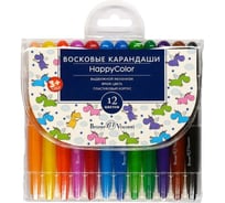 Восковые карандаши-мелки Bruno Visconti HAPPYCOLOR в пластиковом корпусе, выкручиваемые, 12 цветов 31-0004