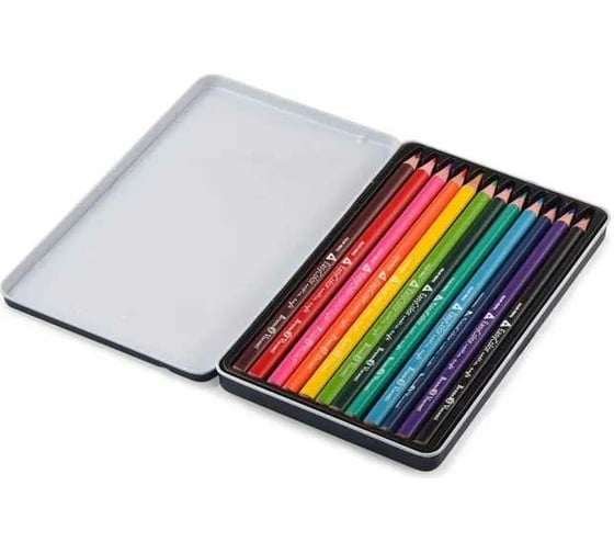 Цветные карандаши Bruno Visconti EASYCOLOR 12 цветов, в металлической коробке с ложементом 30-0030