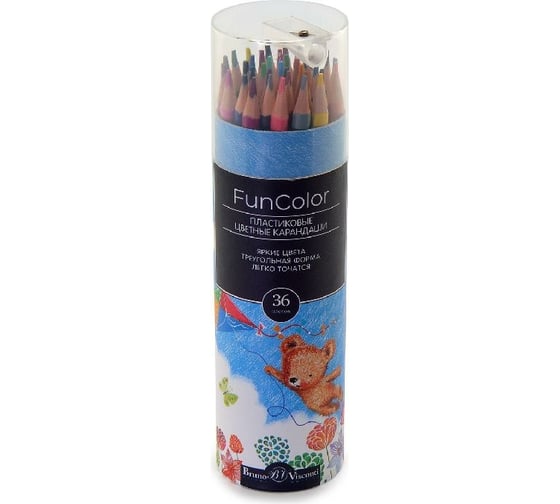 Цветные карандаши Bruno Visconti FUNCOLOR пластик, в картонной тубе, 36 цветов 30-0088