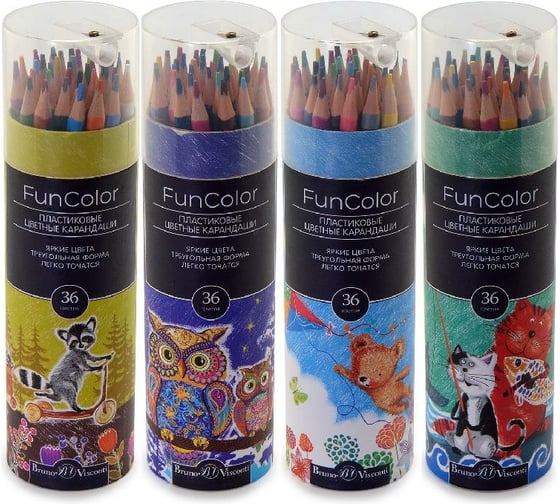 Цветные карандаши Bruno Visconti FUNCOLOR пластик, в картонной тубе, 36 цветов 30-0088