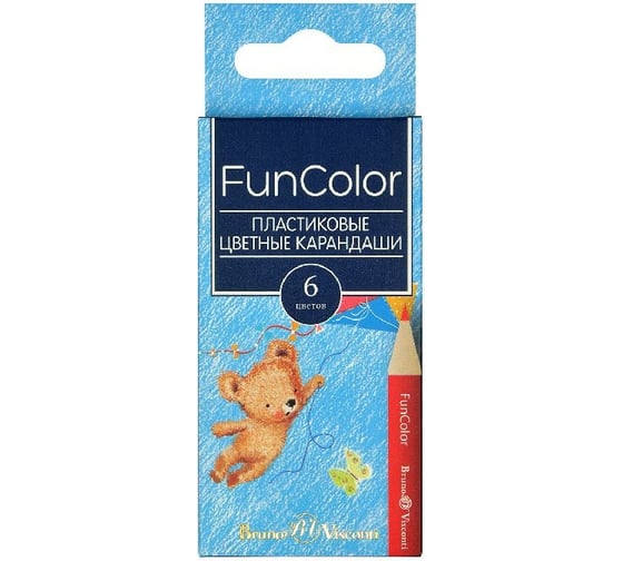 Цветные укороченные карандаши Bruno Visconti FUNCOLOR пластик, 6 цветов 30-0089