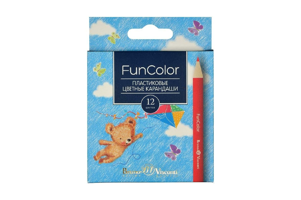 Цветные укороченные карандаши Bruno Visconti FUNCOLOR пластик, 12 ...