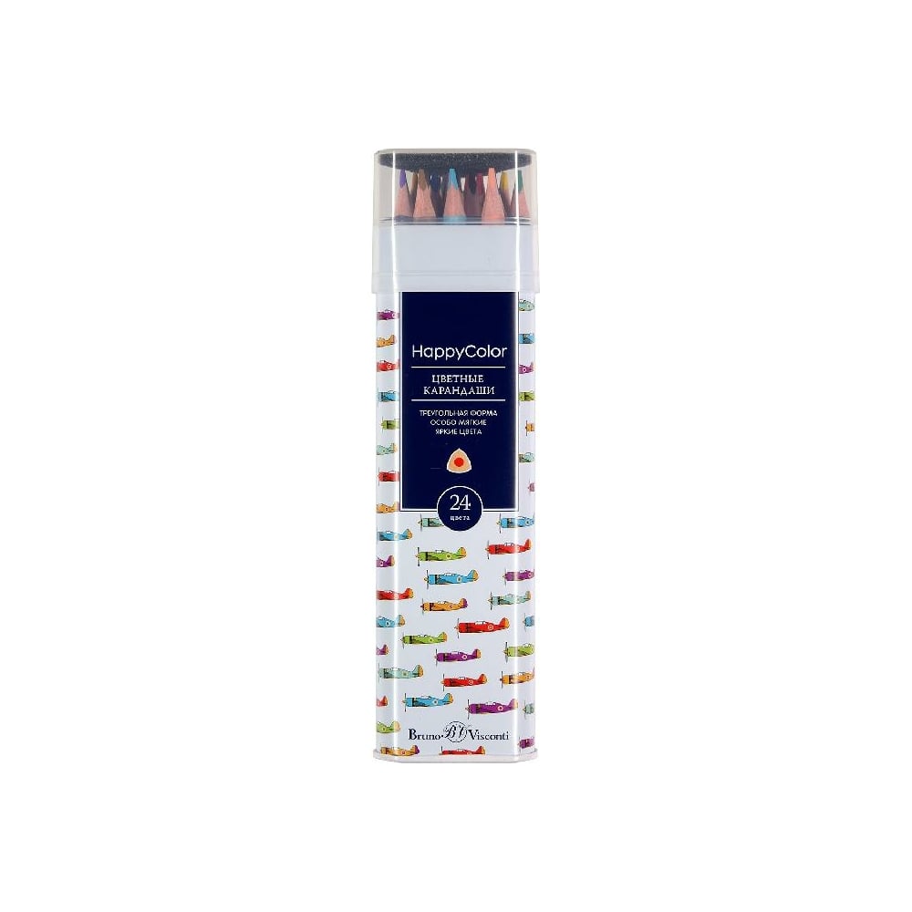 Цветные карандаши Bruno Visconti HAPPYCOLOR 24 цвета, в металлической ...