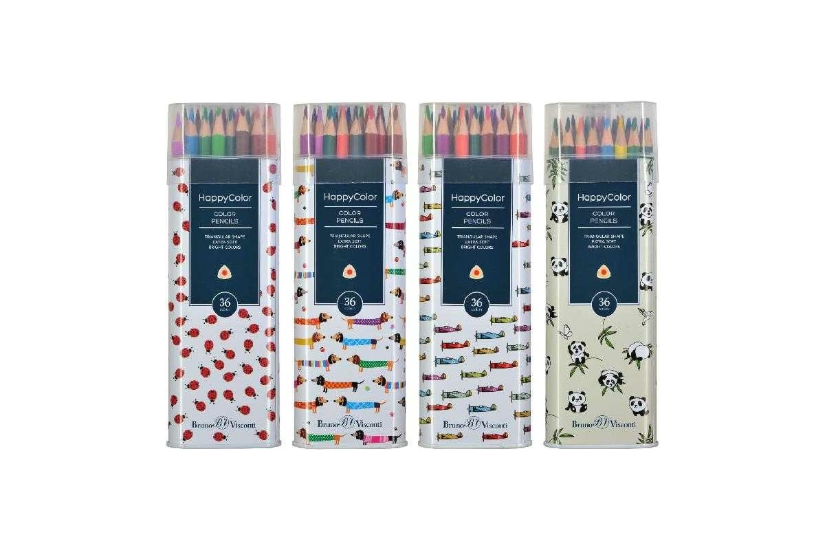Цветные карандаши Bruno Visconti HAPPYCOLOR 36 цветов, в металлической ...