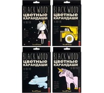 Цветные пластиковые карандаши Bruno Visconti BlackWoodColor 18 цветов, 4 вида 30-0098