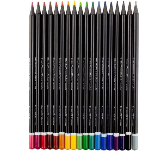Цветные пластиковые карандаши Bruno Visconti BlackWoodColor 18 цветов, 4 вида 30-0098