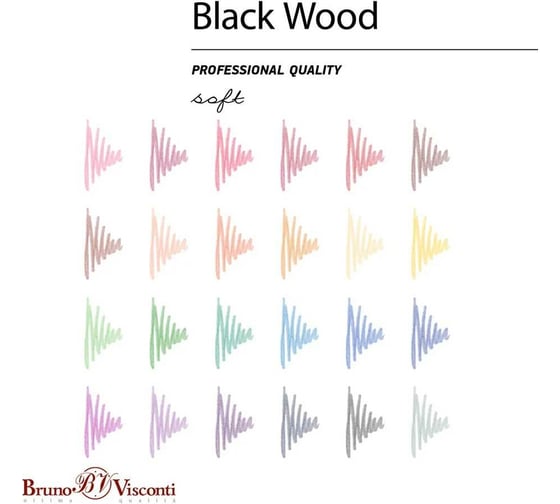 Цветные пластиковые карандаши Bruno Visconti BlackWoodColor 24 цвета, 3 вида 30-0099