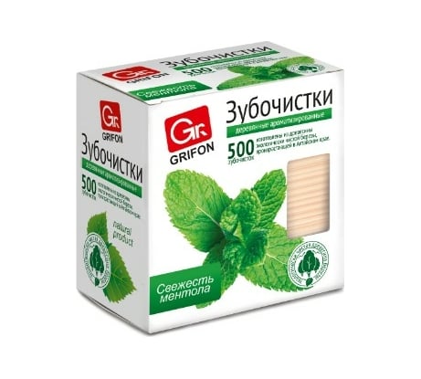 Зубочистки GRIFON из дерева с ментолом, 500 шт 400-513