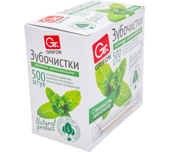 Зубочистки GRIFON из дерева с ментолом, 500 шт 400-513