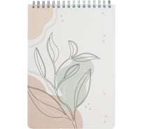 Блокнот Attache Selection Flora 1, 80 листов, клетка, А5, пластиковая обложка, серебристая спираль 1435794