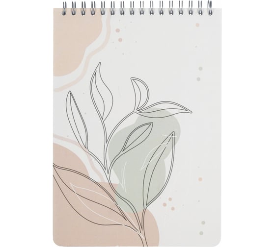 Блокнот Attache Selection Flora 1, 80 листов, клетка, А5, пластиковая обложка, серебристая спираль 1435794 1