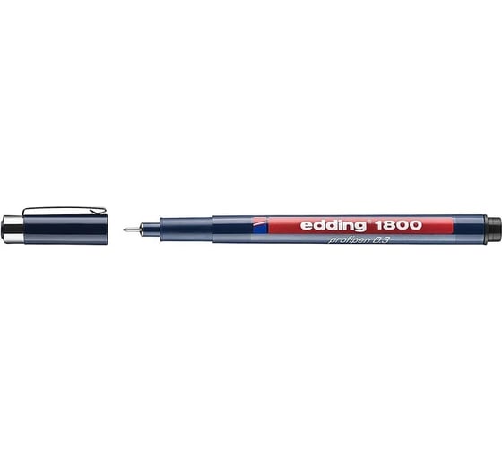 Капиллярная ручка для черчения EDDING 1800 круглый наконечник, 0.1-0.5 мм, блистер 0.5 мм E-1800-0.5#1-B#1