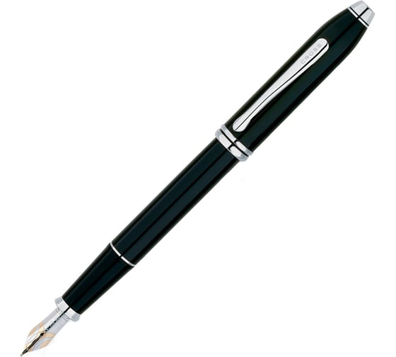 Перьевая ручка Cross Townsend - Black Lacquer Rhodium Plated F BL AT0046-4FD