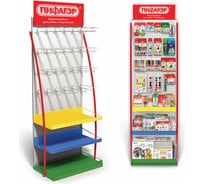 Напольная стойка для размещения товара Пифагор 2050x600x500 мм, 25 крючков, 3 полки 504878