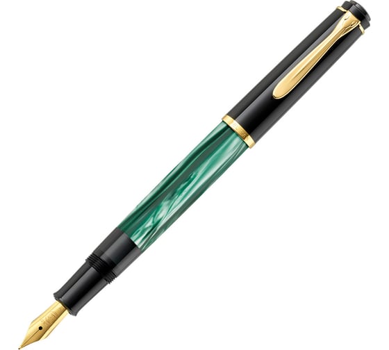Перьевая ручка Pelikan Elegance Classic Black and Green Marbled GT, F 994095