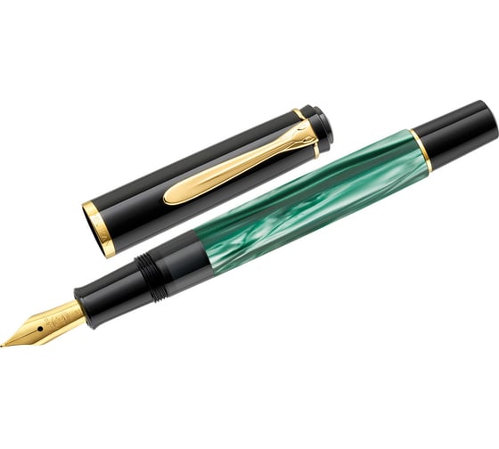 Перьевая ручка Pelikan Elegance Classic Black and Green Marbled GT, F 994095