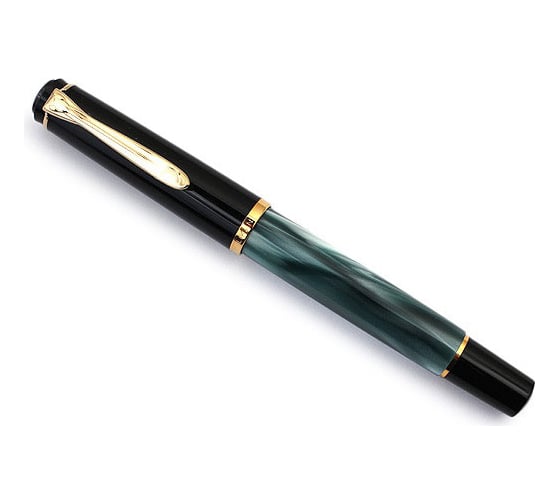 Перьевая ручка Pelikan Elegance Classic Black and Green Marbled GT, F 994095