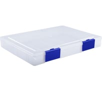 Папка для документов СТАММ А4, 235х310х40 мм, пластик, прозрачная, синие защелки ПД21