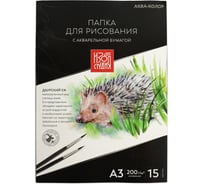 Папка с бумагой для акварели Аква-колор 200 г/м2 A3 42x30 см папка 15 листов гознак тисненая 635507