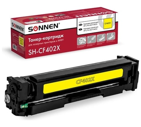 Лазерный картридж SONNEN SH-CF402X для HP LJ Pro M277/M252, высшее качество, желтый, 2300 страниц 363944