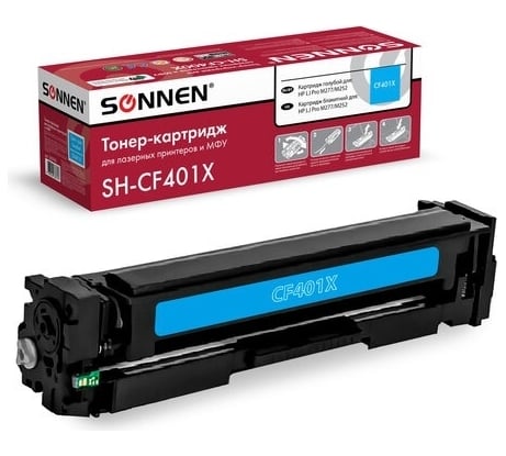 Лазерный картридж SONNEN SH-CF401X для HP LJ Pro M277/M252, высшее качество, голубой, 2300 страниц 363943