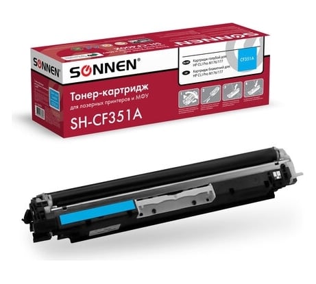 Лазерный картридж SONNEN SH-CF351A для HP СLJ Pro M176/177, высшее качество, голубой, 1000 страниц 363951