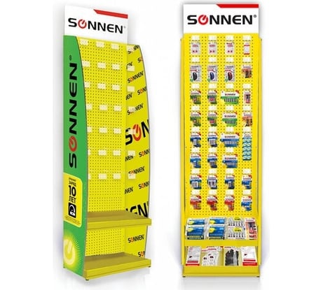 Напольная стойка для размещения товара SONNEN 205x60x50 см, 25 крючков, 2 полки, металл 504995